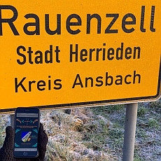 Ortsschild Rauenzell (Herrieden, Deutschland)